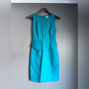 J.Crew Structured Sleeveless Peplum Midi Dress- Green - Size 00